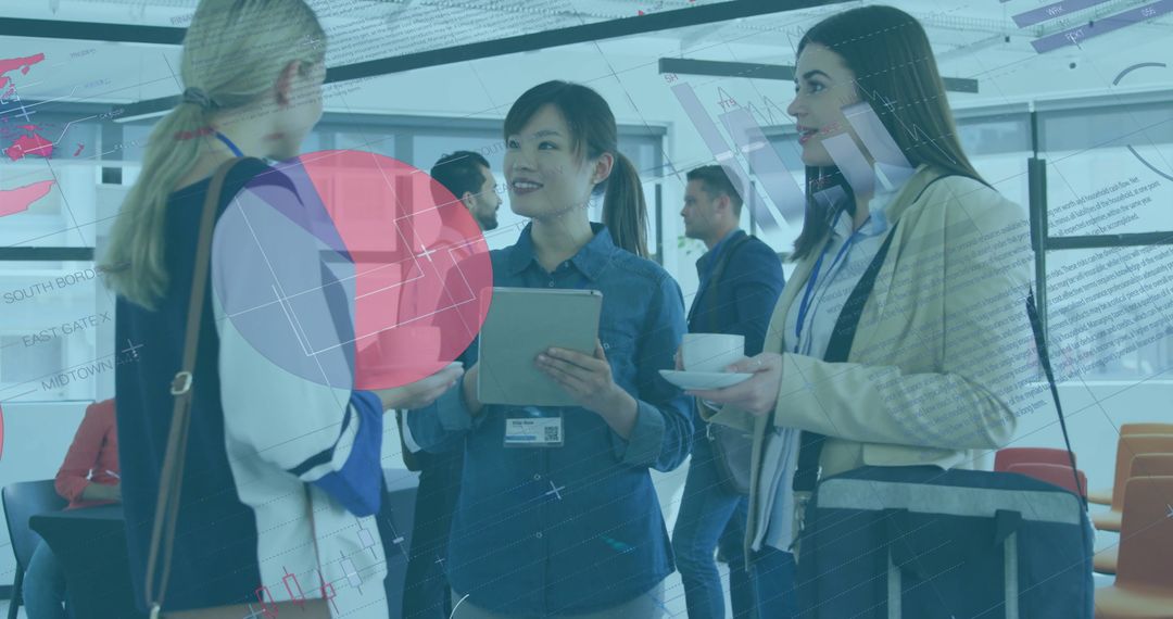 Diverse Professionals Engaging Using Digital Financial Data in Modern Office