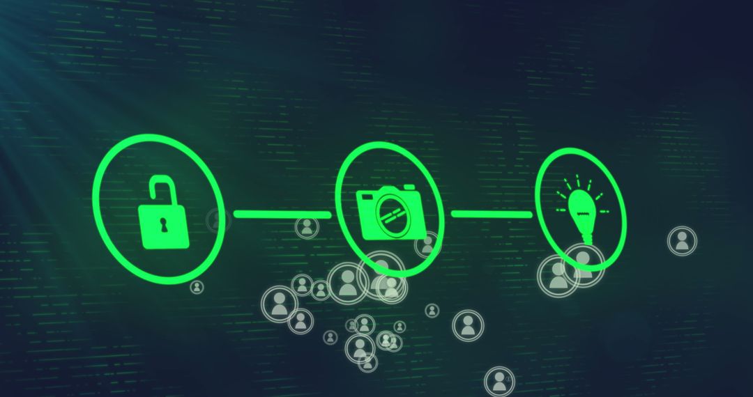 Digital Network With Sync and Privacy Icons