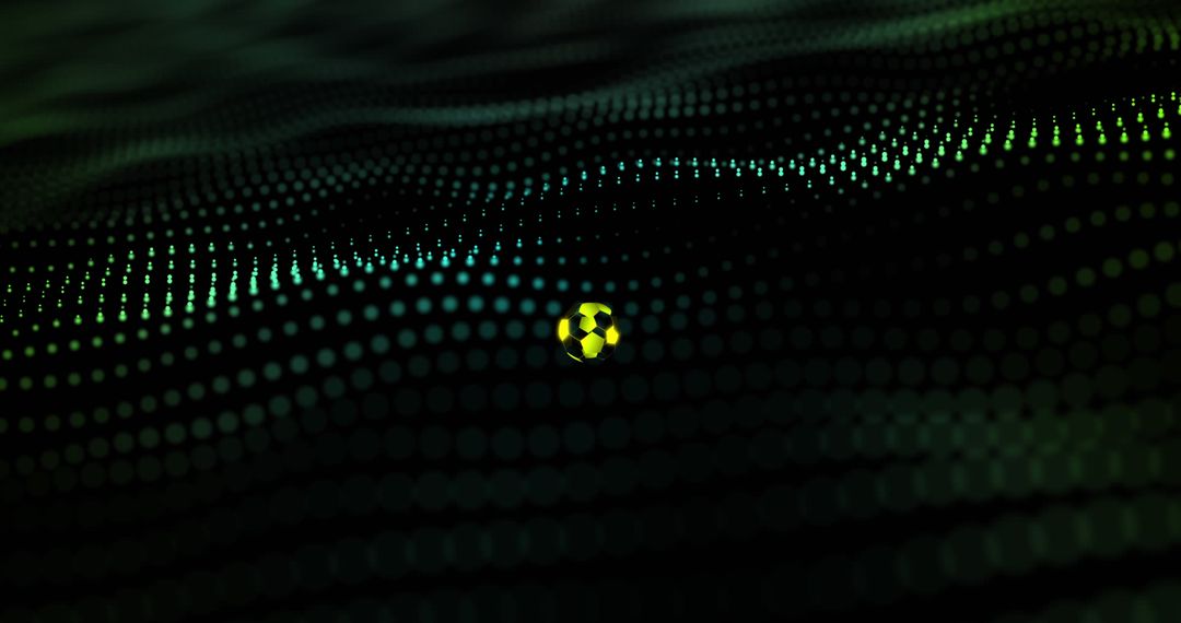 Digital Football Over Dynamic Green Dot Matrix Background