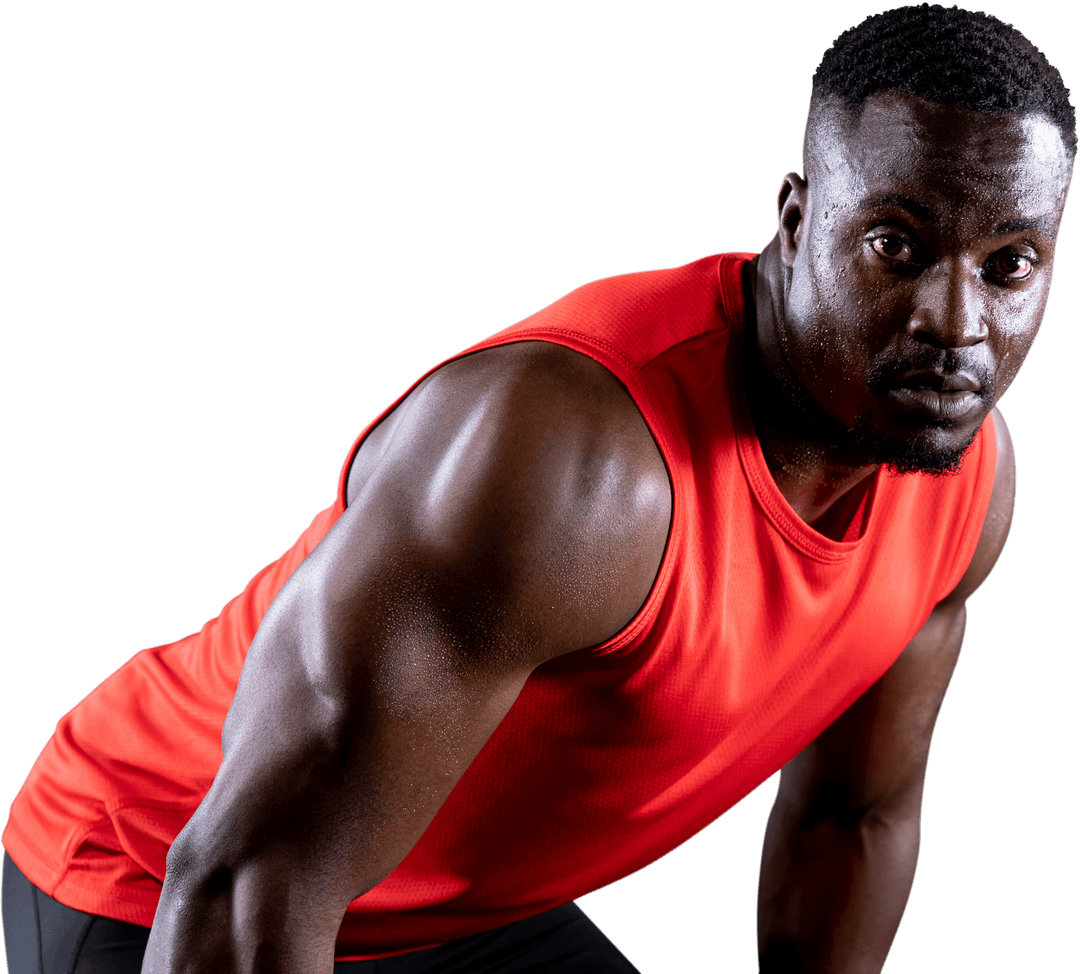 Transparent Athletic African American Man Post Workout
