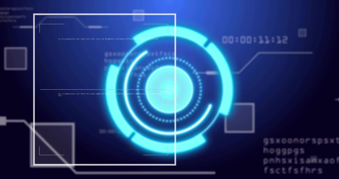 Futuristic Neon HUD Interface with Digital Elements and Code