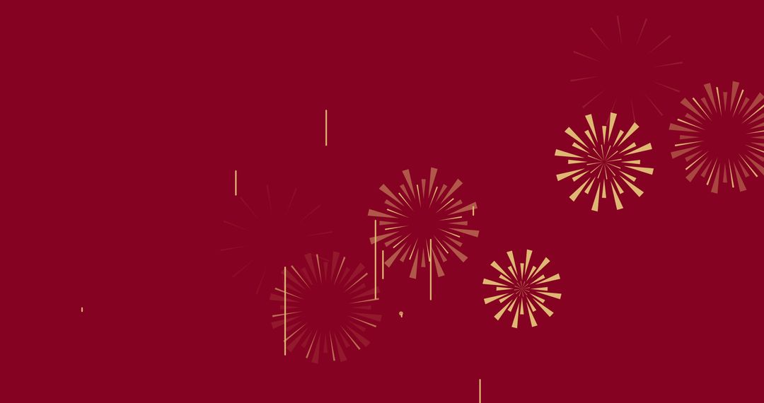 Vibrant Fireworks on Bold Red Background