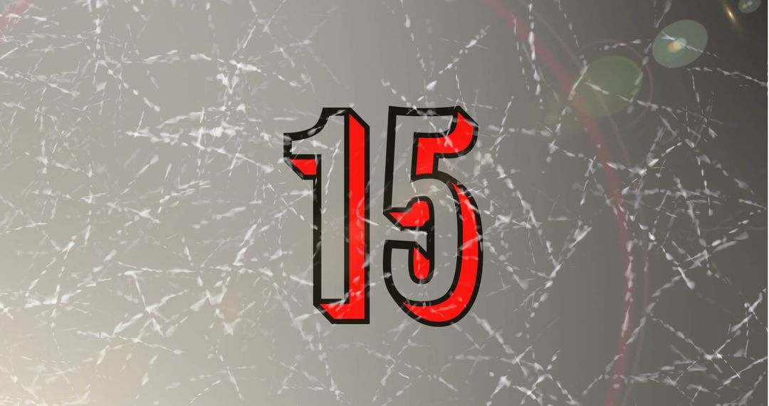 Dynamic Number 15 on Cracked Abstract Background