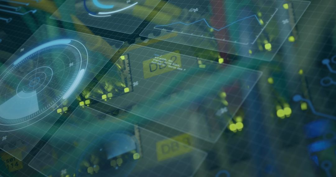 Futuristic Data Visualizations Interface Overlaid with Graphics