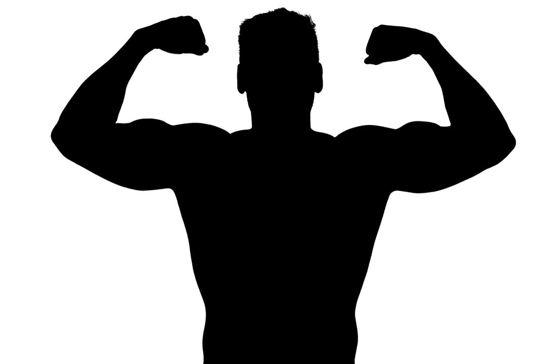 Transparent Silhouette of Athlete in Muscular Pose