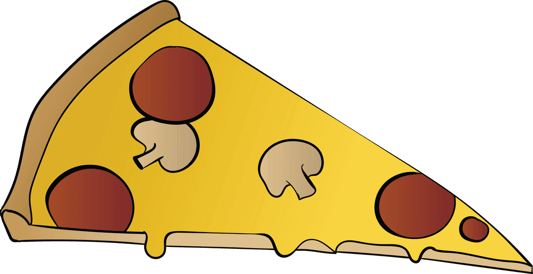 Pepperoni and Mushroom Pizza Slice Transparent Clip Art
