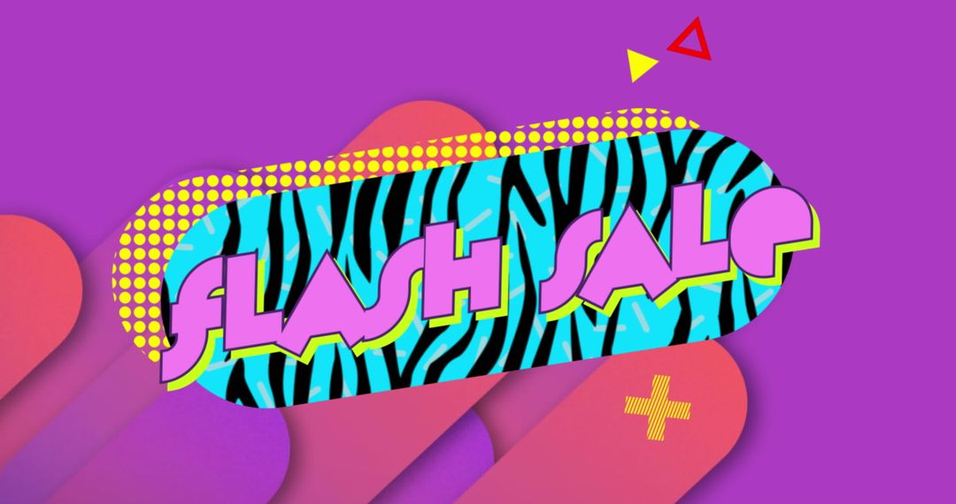 Flash Sale Banner with Retro Vibrant Patterns and Bold Text