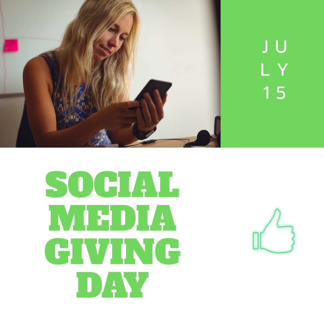 Promoting Social Media Giving Day on July 15 - Download Free Stock Templates Pikwizard.com