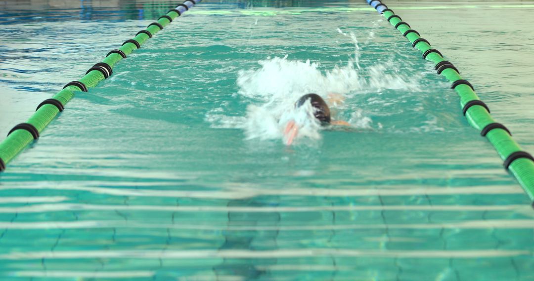 Focused Swimmer in Competition Pool Practicing Freestyle Stroke - Free Images, Stock Photos and Pictures on Pikwizard.com