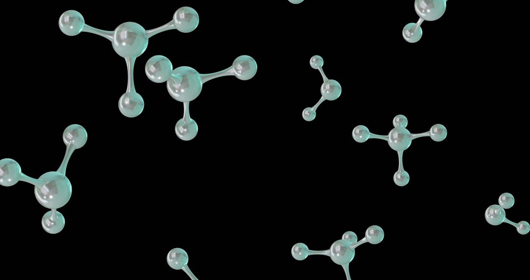 Floating 3D Molecular Structures on Black Background