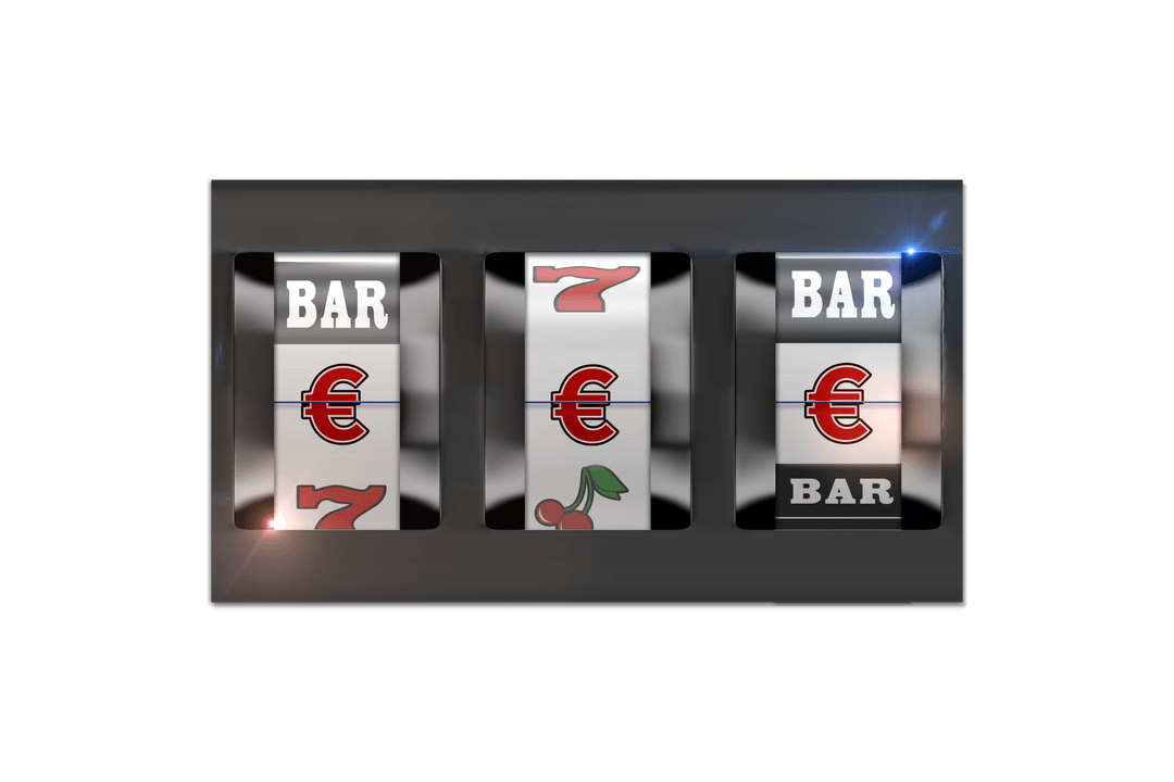 Transparent Slot Machine with Symbols and Euro Signs