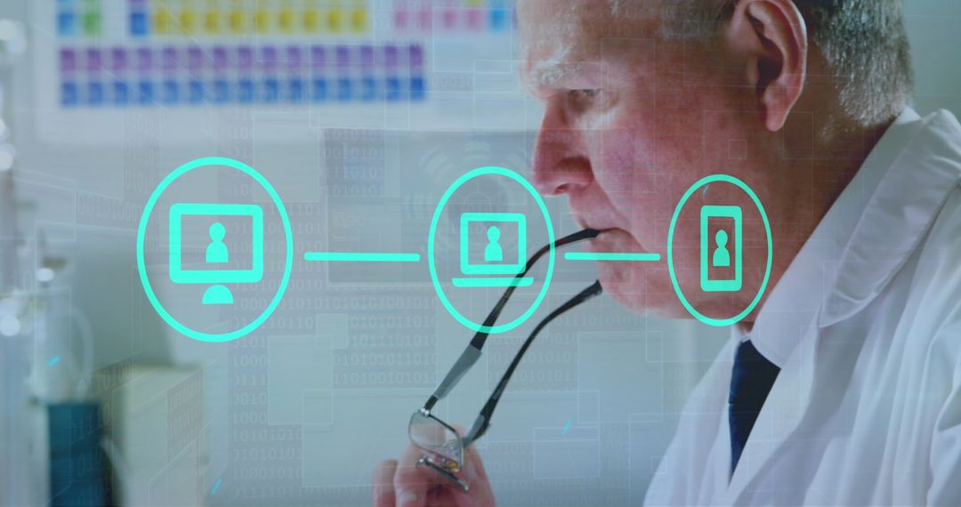 Innovative Scientist Analyzing Data with Digital Connectivity