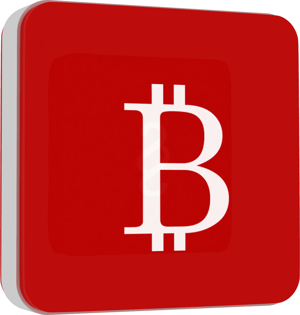 Bitcoin Symbol on Red Brick with Transparent Background