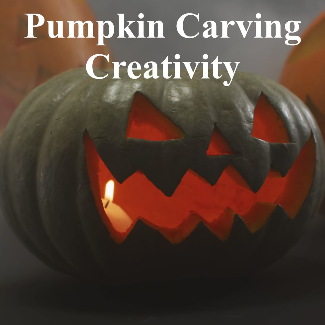 Creative Halloween Pumpkin with Carved Face Glowing Candle - Download Free Stock Templates Pikwizard.com