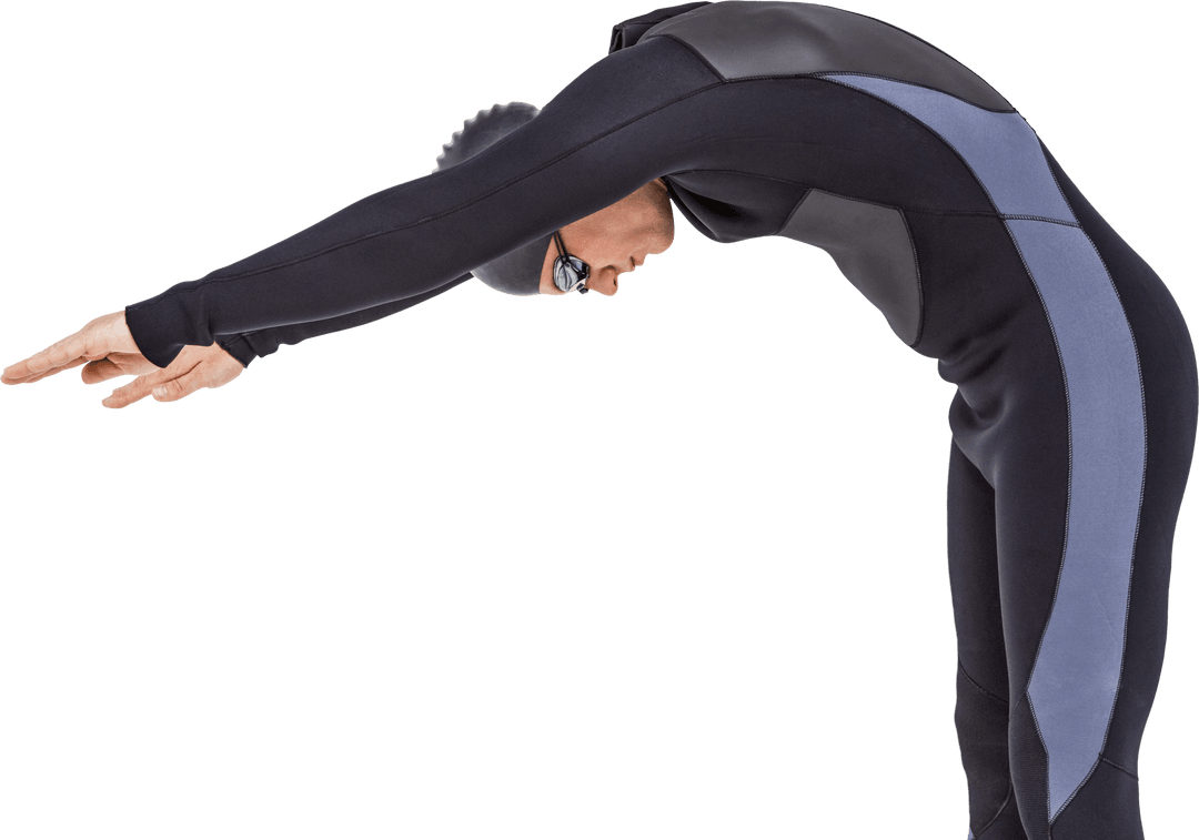 Swimmer in Transparent Background Wetsuit Dive Preparation