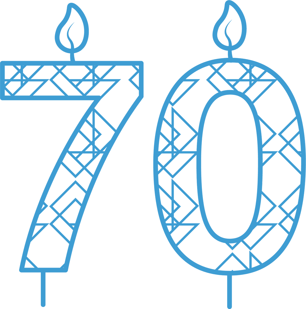 Transparent Vector Blue Seventy Birthday Candles Illustration