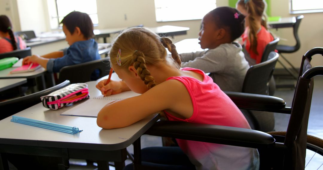 Inclusive Classroom Environment with Diverse Students Learning Together