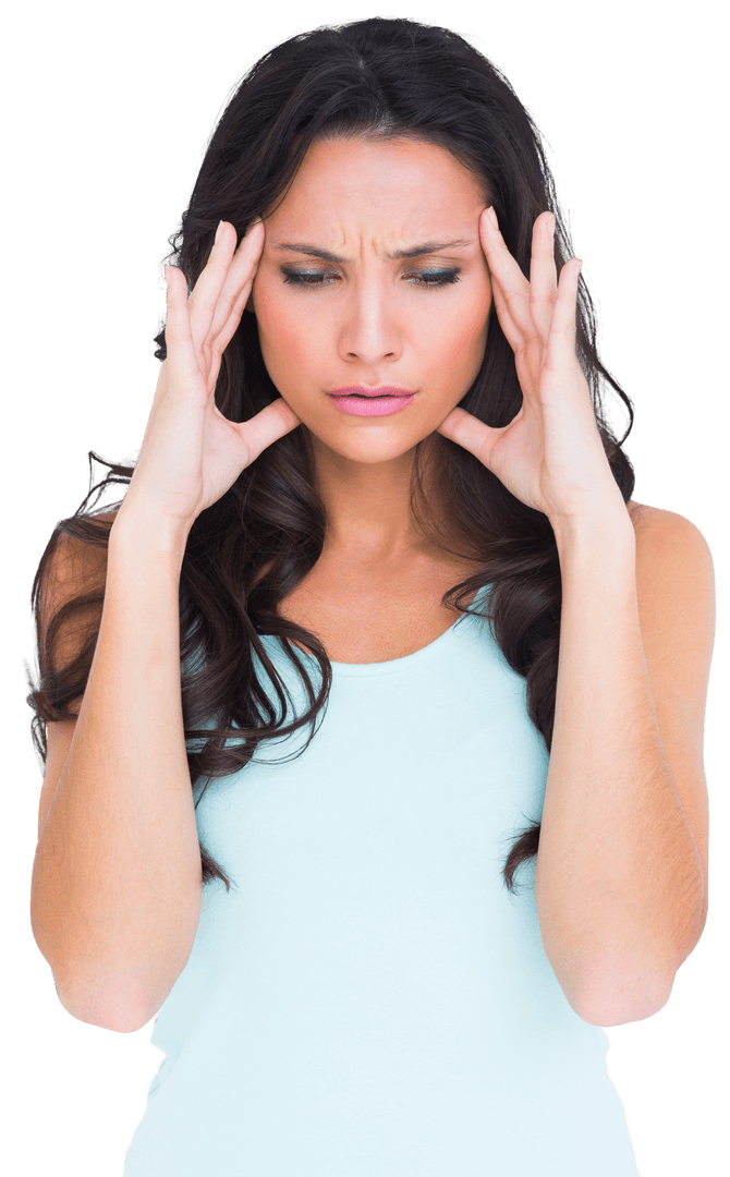 Transparent Background Woman Experiencing Headache