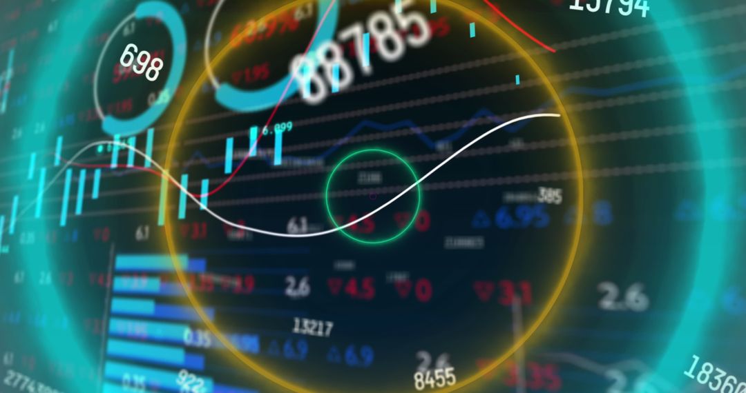 Neon Patterns Overlaying Stock Market Data Visualization