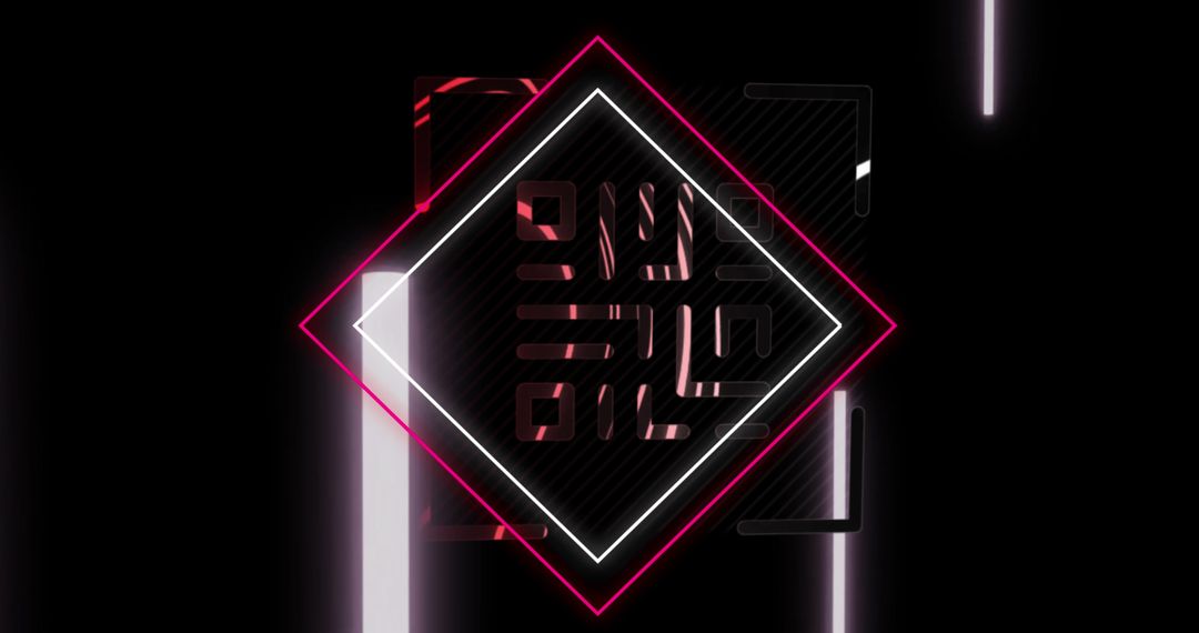 Futuristic Glowing QR Code with Neon Geometric Display