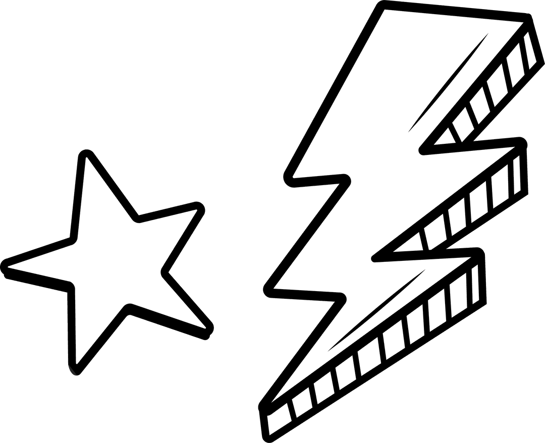 Abstract Star and Lightning Bolt Vector on Transparent Canvas