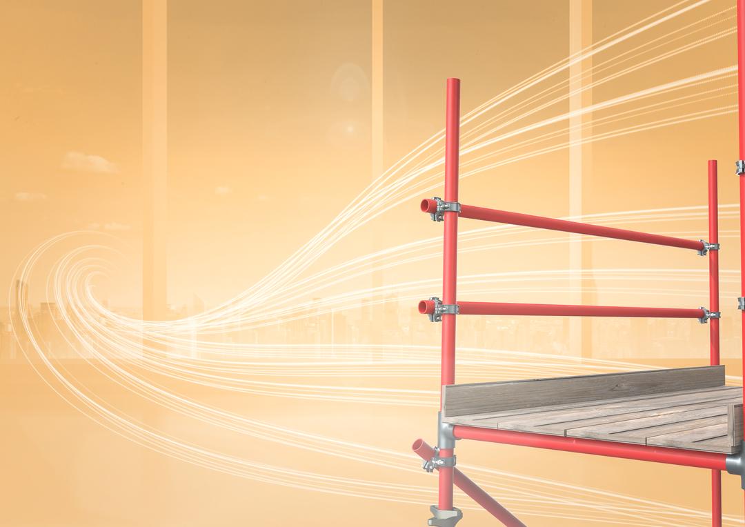 Digital Composite of 3D Red Scaffolding with Abstract Orange Background - Free Images, Stock Photos and Pictures on Pikwizard.com