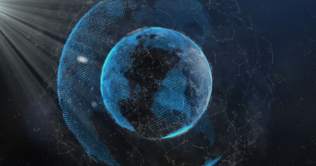 Digital Connections Around Blue Earth Highlighting Global Network