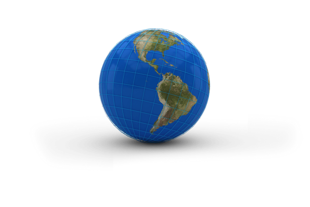 Transparent 3D Vector Globe Featuring Americas
