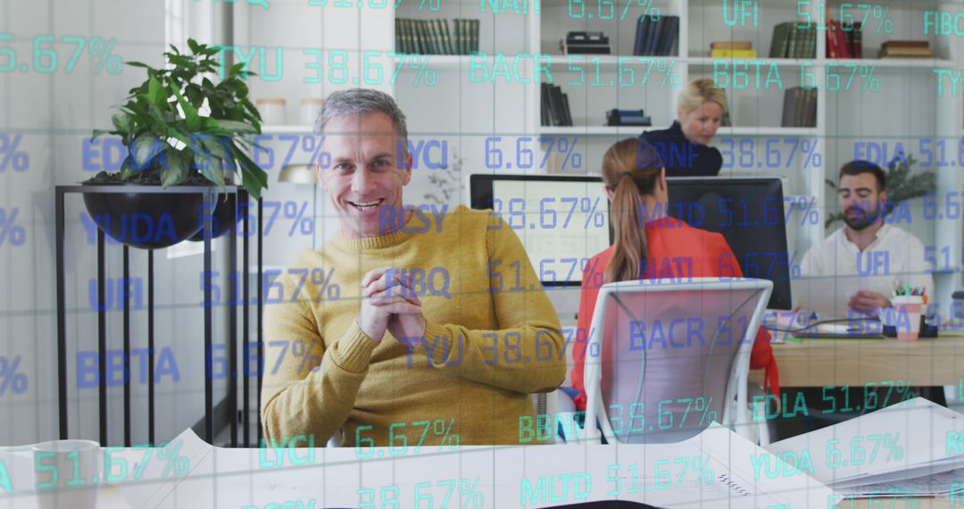 Business Professionals with Abstract Financial Data