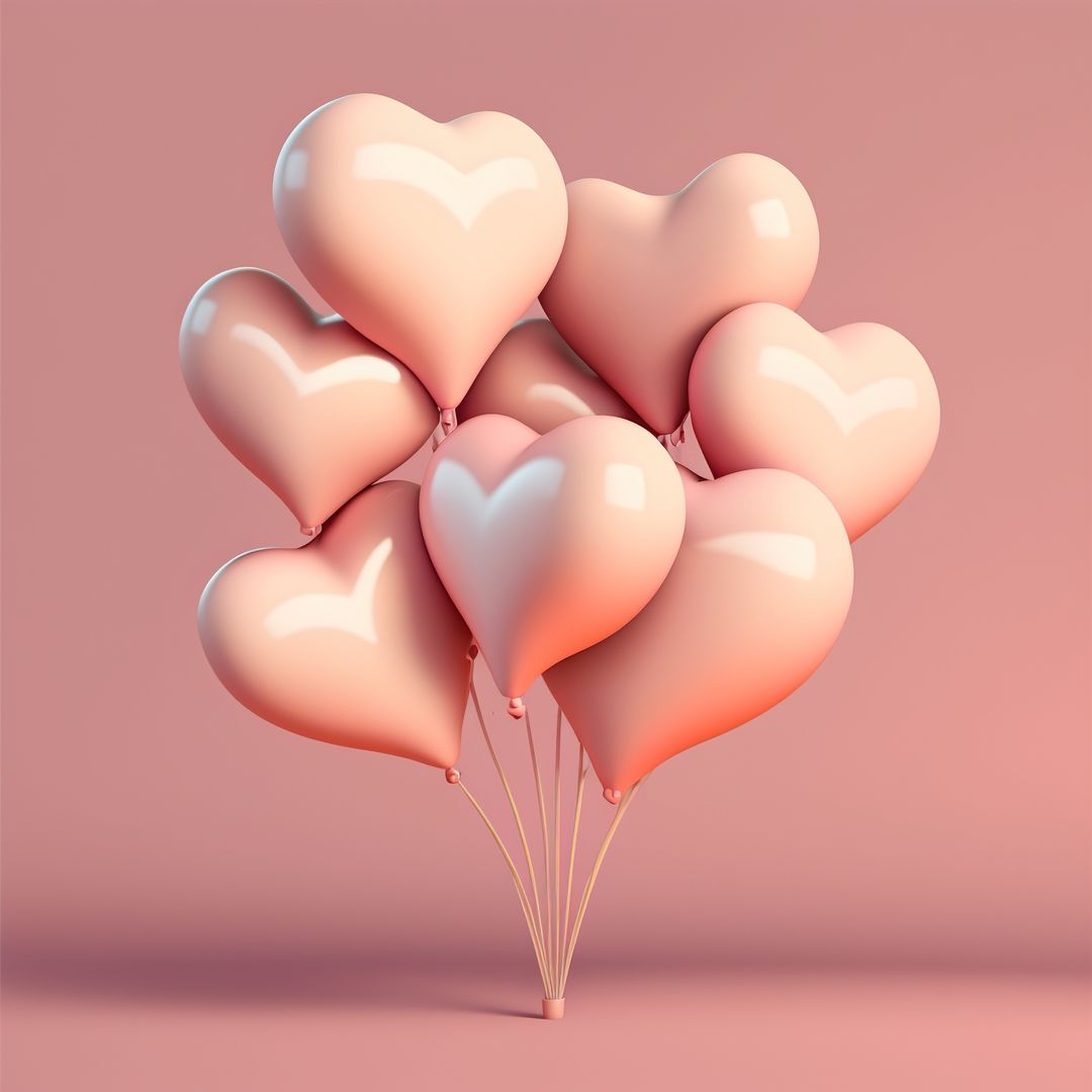 Multiple cream heart balloons on pink background, created using generative ai technology - Free Images, Stock Photos and Pictures on Pikwizard.com