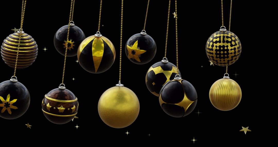 Elegant Black and Gold Christmas Baubles Background - Free Images, Stock Photos and Pictures on Pikwizard.com