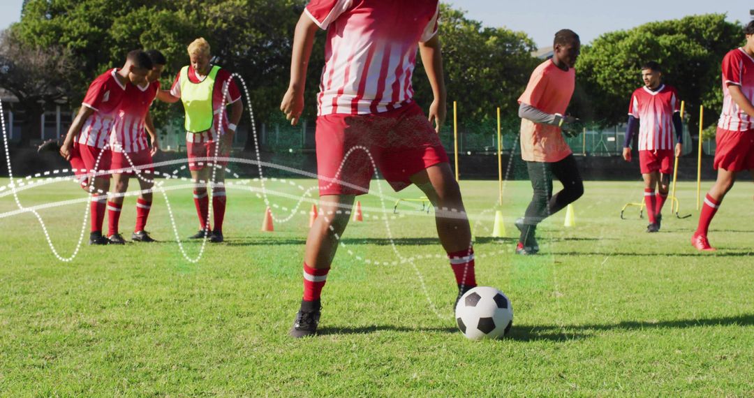 Soccer Player Practicing Dribbling Skills on Sunny Day