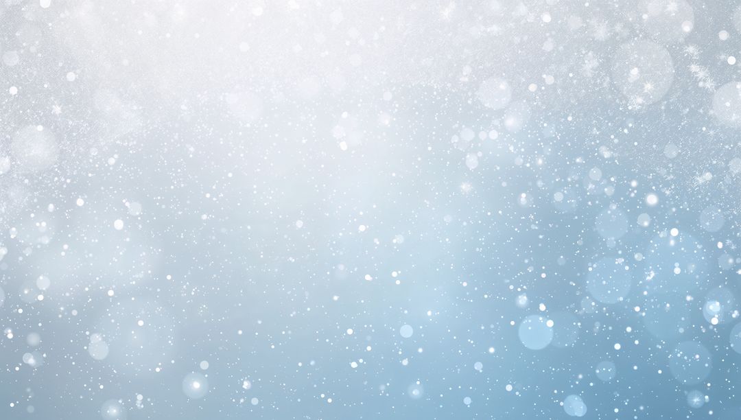 Soft Blue Winter Bokeh with Falling Snow Specks and Sparkling Light for Holiday Design
