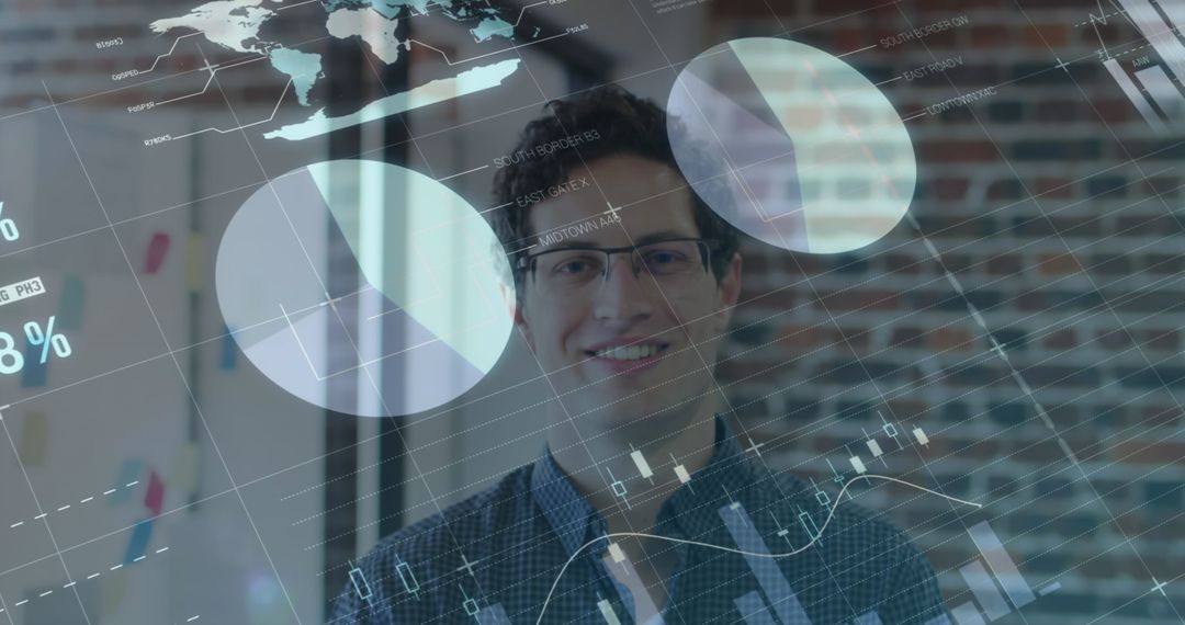 Businessman Analyzing Digital Financial Data in Office