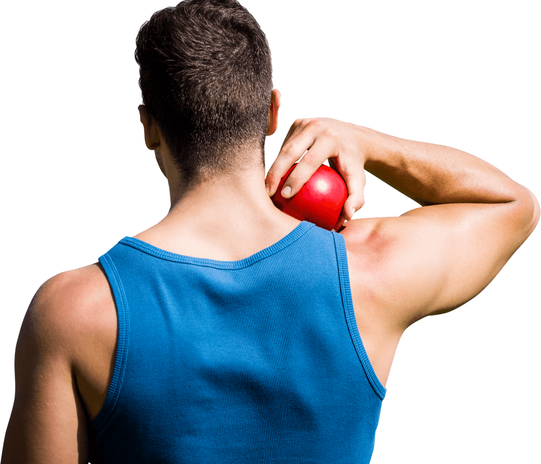 Latino Athlete Back View with Ball on Transparent Background