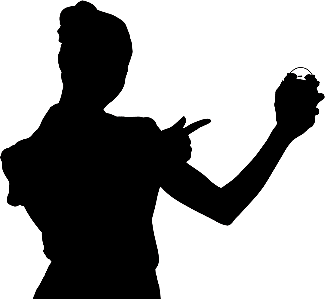 Silhouette of Woman Holding Alarm Clock Transparent PNG