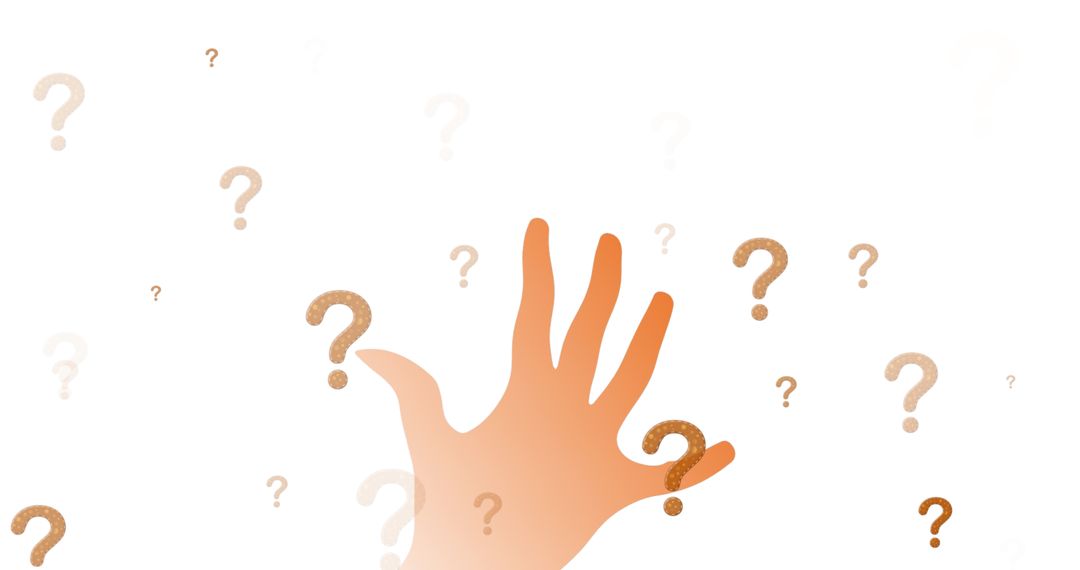 Hand Reaching for Question Marks as Symbol of Curiosity
