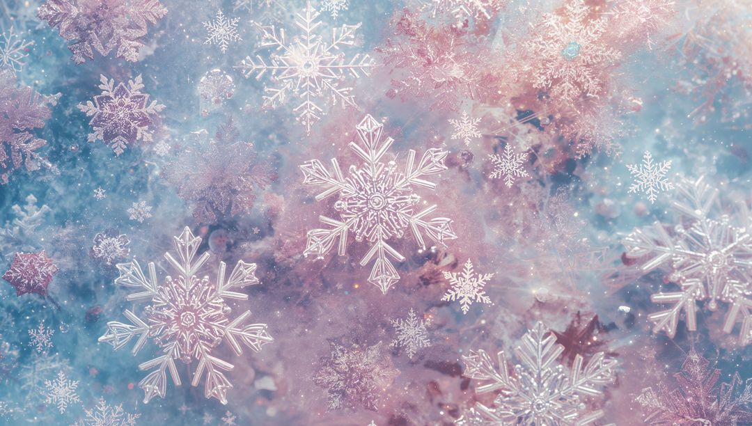 Intricate Snowflakes Forming Patterns on Frosted Glass