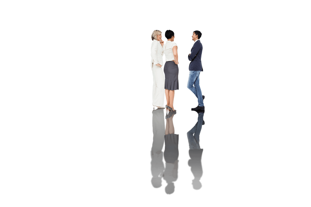 Diverse Professionals Engaging in Business Dialogue on Transparent Background