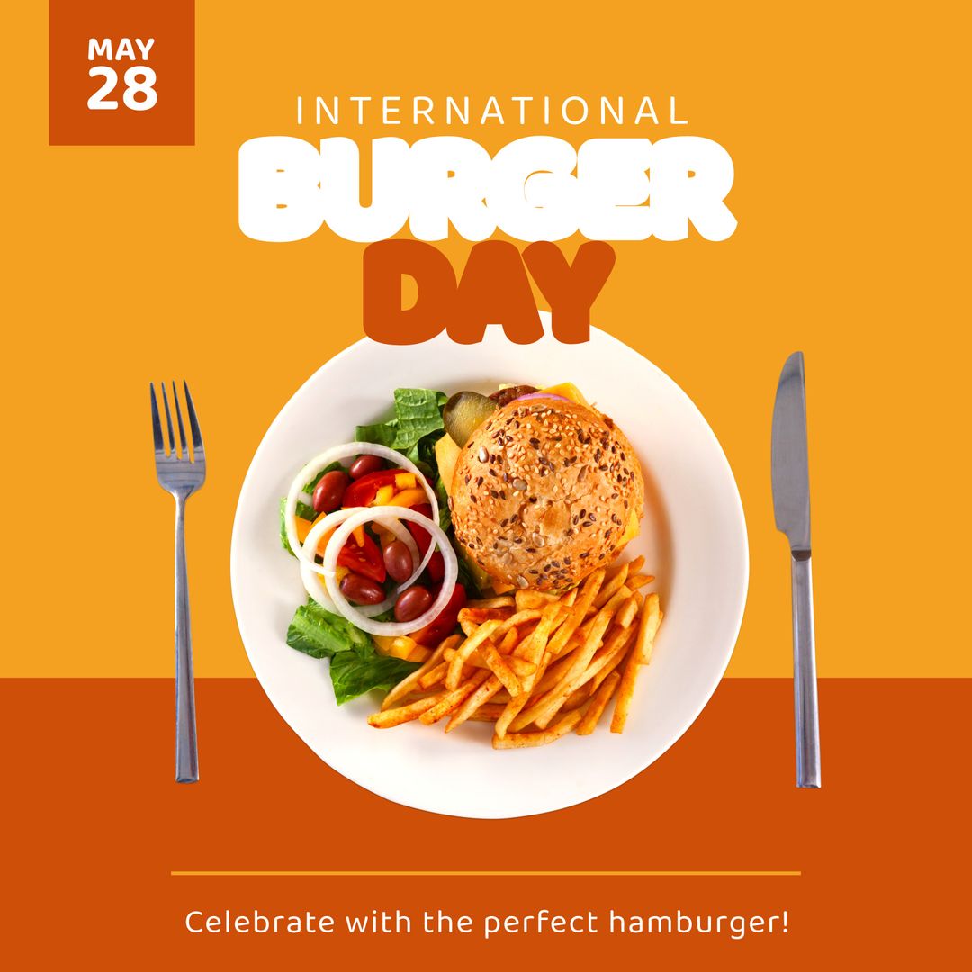 International Burger Day Celebration with Tasty Hamburger and Fries