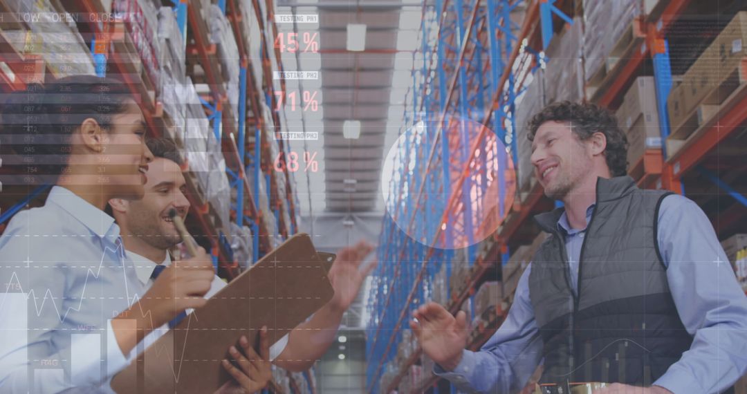 Diverse Team Analyzing Data in Shipping Warehouse