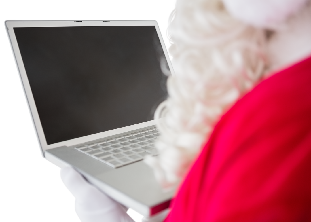 Transparent Depiction Santa Claus Using Laptop Festive Technology - Download Free Stock Images Pikwizard.com