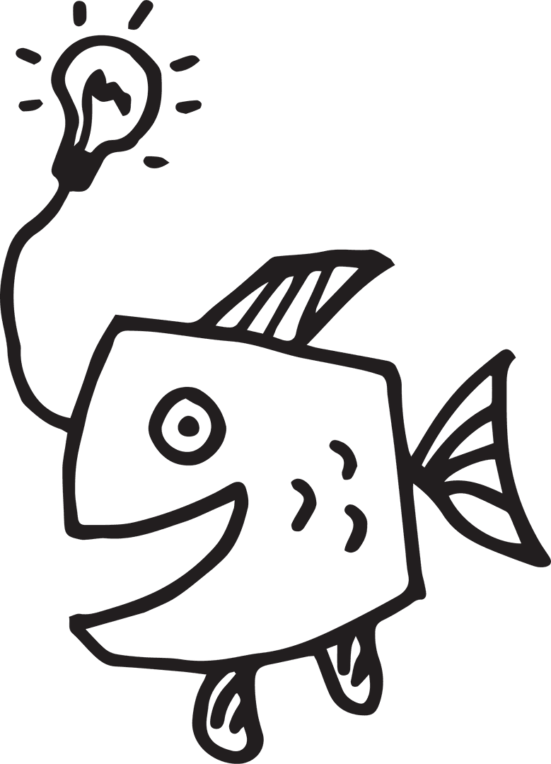 Transparent Fish with Light Bulb Illustration