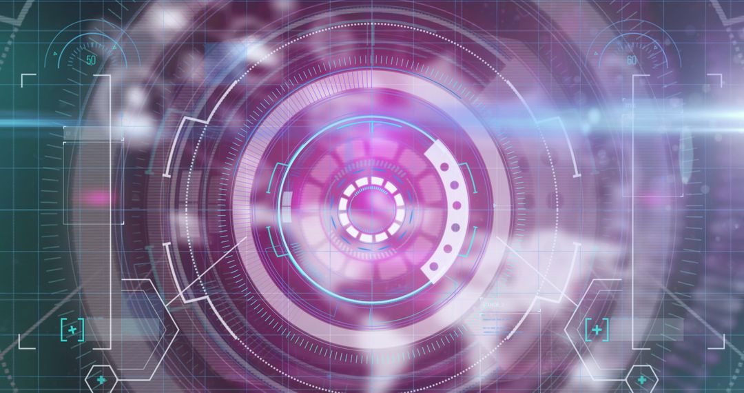 Futuristic Digital Interface with Screens and Data Icons