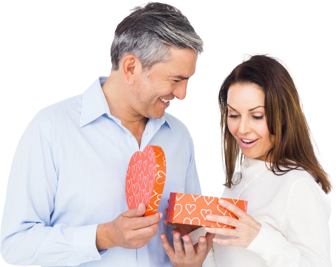 Happy Couple Opening Transparent Heart-Shaped Present Box - Download Free Stock Images Pikwizard.com