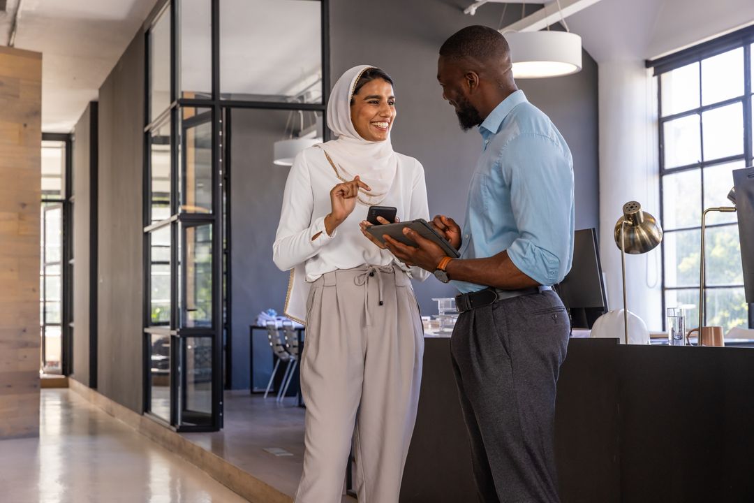 Professional Collaboration in Modern Open-Plan Office