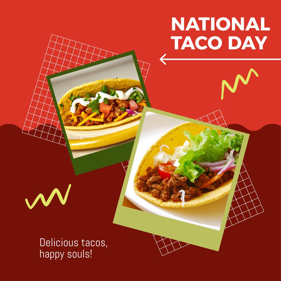Celebrating National Taco Day with Delicious Tacos on Vibrant Background
