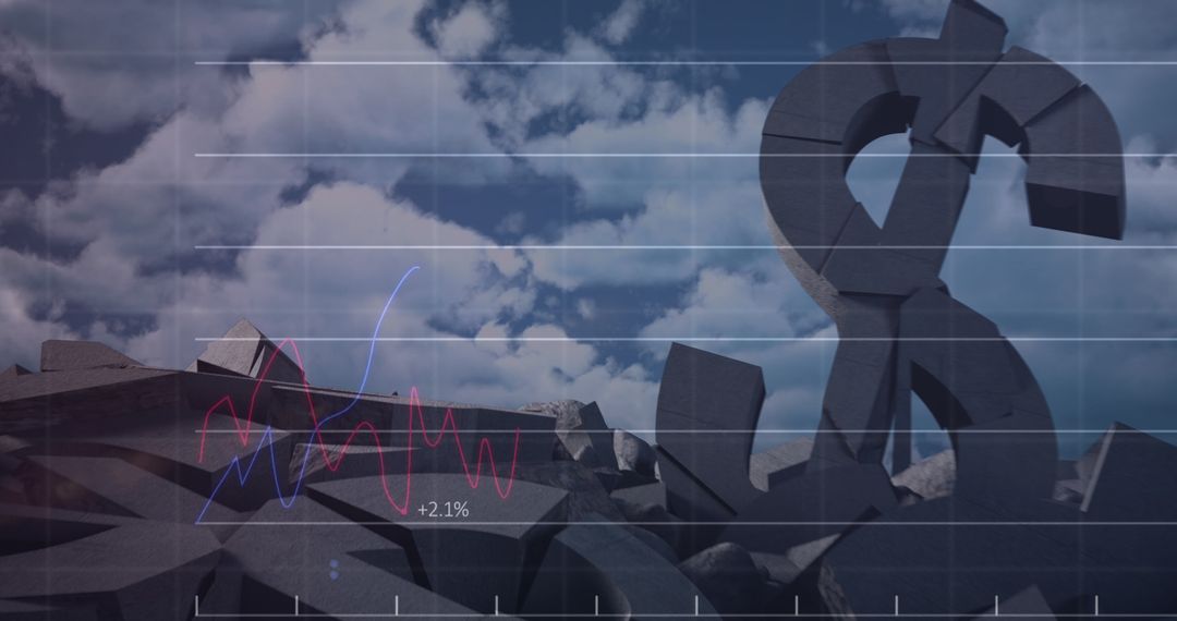 Financial Uncertainty Symbolized by Broken Dollar Sign and Changing Graph