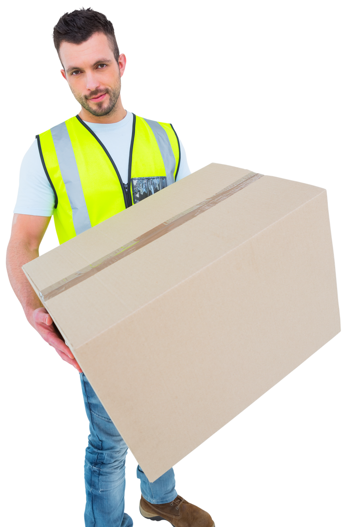 Transparent Background Delivery Man Carrying Cardboard Box - Download Free Stock Images Pikwizard.com