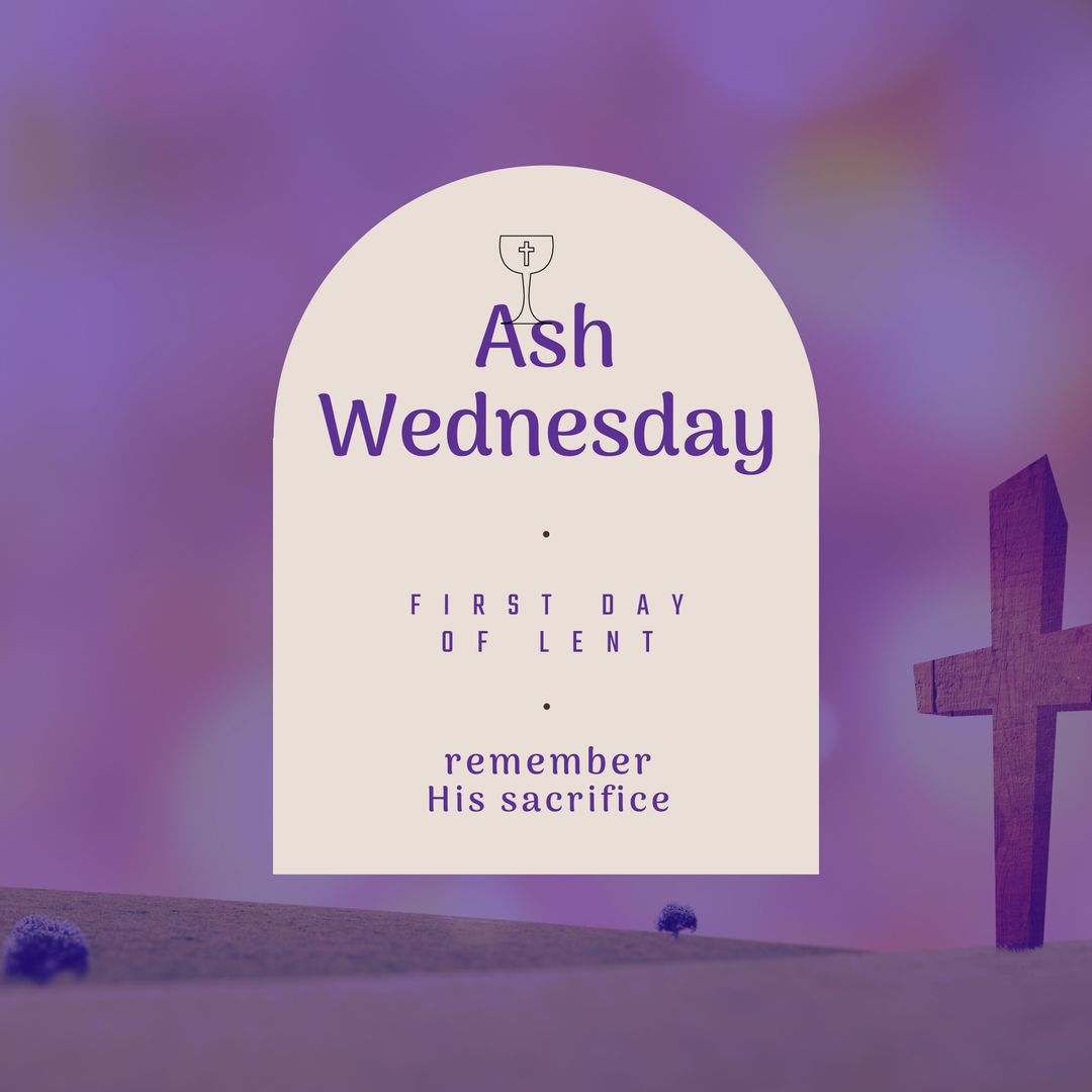 Ash Wednesday Background with Cross and Lent Message